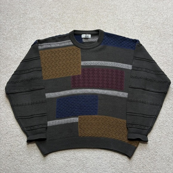 Bachrach Other - Vtg Bachrach Sweater Mens Large Multicolor Geometric Knit Crewneck Grandpa 90s